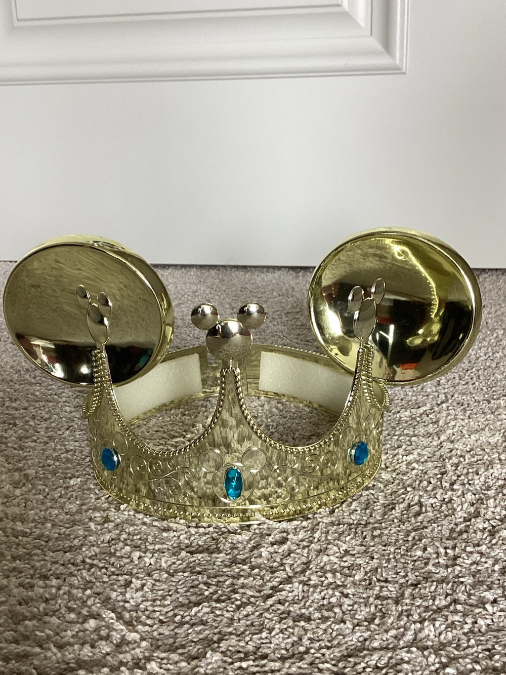 Disney Gold Mickey Ear Headband with Blue Gem Accents
